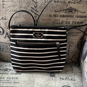 kate spade Black and White Striped Crossbody Bag